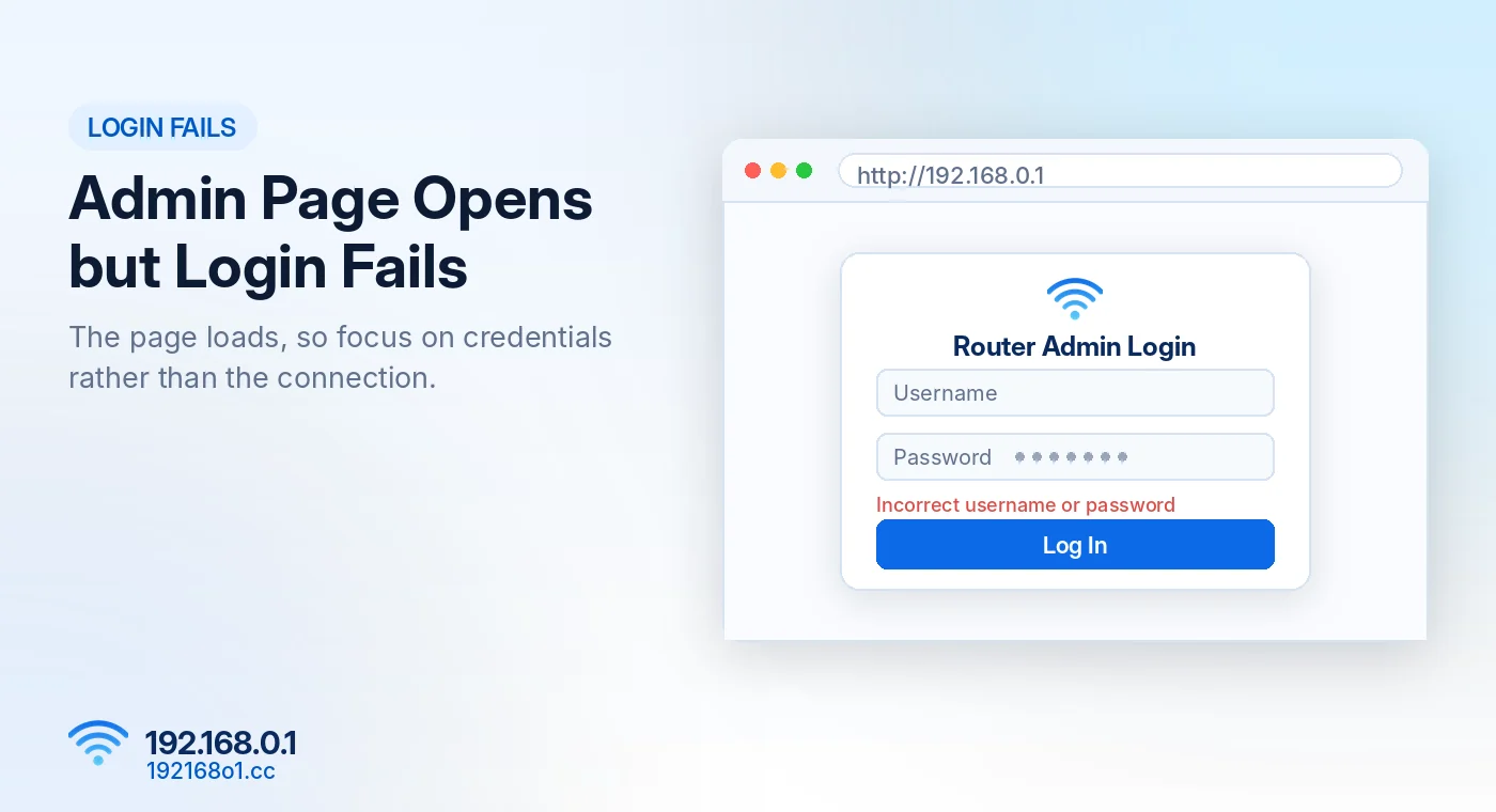 192.168.0.1 admin page opens but login fails with an incorrect password error - 192168o1.cc