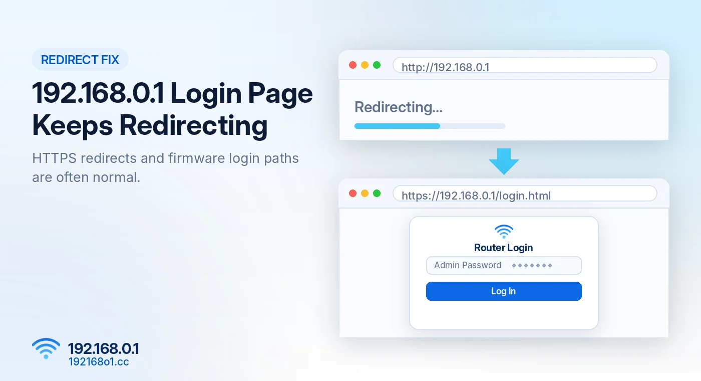 192.168.0.1 login page redirecting to HTTPS and the router login path - 192168o1.cc