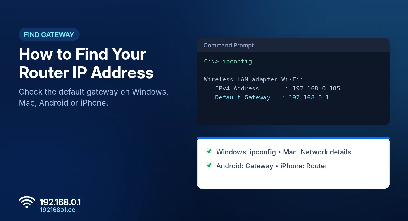 Finding the router IP address and default gateway using ipconfig on Windows - 192168o1.cc